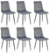Esszimmerstühle 6er Set Grau – Samt Gepolstert mit Rautensteppung – Metallbeine Schwarz – Inkl. Handwischmopp Geschenk – Modern & Bequem für Küche & Wohnzimmer