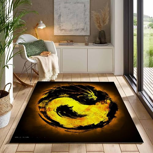 ITOMEN Drachen Teppich Kinderteppich Modern 3D Gemalte Kunst Teppich Kinderzimmer Kurzflor Teppiche rutschfeste Spielteppiche für Schlafzimmer Wohnzimmer Zimmer 160x230 cm