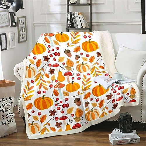 Homewish Herbst Dekor Wurfdecke Farm Ahornblatt Kürbis Decken Herbst Ernte Thema Fuzzy Fleece Sherpa Decke Thanksgiving Tag Geschenke 75x100cm