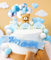 JeVenis Blau Teddybär Kuchen Dekoration Zug Teddybär BabyDusche Zug Dekoration Teddy Bear Cake Toppers Boy or Girl Cake Decoration Teddy Bear Cake Decoration BabyShower Cake Decoration