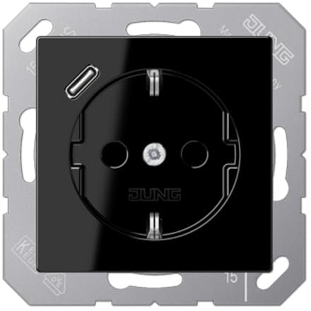 SCHUKO® Steckdose mit USB-C A schwarz (Referenz: Jung A1520-18CSW)