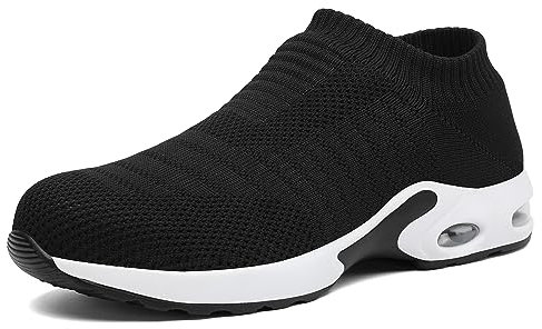 LUPWEE Zapatillas de Deporte para Mujer, Ligeras, Informales, Transpirables, para Caminar, Correr, Entrenamiento, para Mujer, Negro Blanco 41