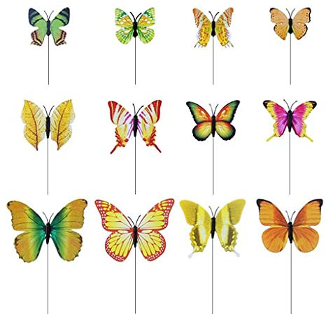 rockible Blumenstecker Schmetterlinge für, 12er-Set, Gelb