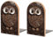 Serre-livres en bois - Imprimé grain de café - Hibou - Serre-livres antidérapant pour étagères - Support pour livres et films - Hêtre - 1 paire