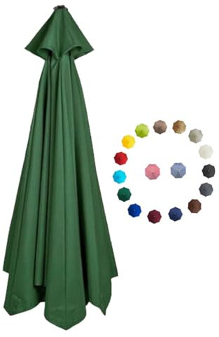 Replacement Parasol Canopy 2.0/2.3/2.7/3.0m Patio Umbrella Replacement Canopy 6 Arms/8 Arms Canopy Replacement Cover for Garden Market Beach Umbrella ( Color : Dark green , Size : 3.0m/10FT-8Ribs )