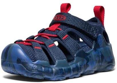 KEEN Unisex-Child Hyperport H2 Breathable Easy On Comfortable Hiking and Water Sandals, Naval Academy/Red Carpet, 9