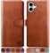 SUANPOT compatible with iPhone 16 6.1 case with [Credit Card Holder][RFID Blocking],PU Leather Flip Book Protective Cover Women Men for Apple 16 Phone case Light Brown