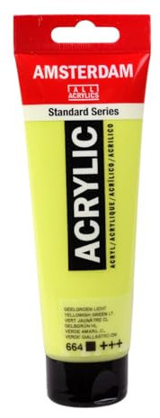 Amsterdam Standard Serie Acrylfarbe Gelbgrün Hellgrün 664, 120 ml, deckend, exzellente Lichtechtheit, hochwertige Pigmente, satiniertes Finish, vielseitig einsetzbar, mittlere Viskosität