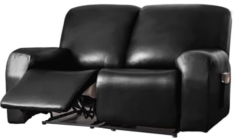 hardtry Stretchhusse für Relaxsessel 3/2/1 Sitzer, PU Leder Sesselschoner für Relaxsessel Bezug Stretch Sesselbezug mit Armlehne Sesselschoner mit Taschen Sofaüberwurf(2 Seater (6 PcS))