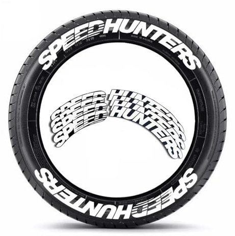 GEOLXD 3D Autoreifen & Radaufkleber PVC Buchstaben Aufkleber Automobil Motorrad Reifen Dekoration Radaufkleber for Speed HUNTETERS(White 4 Sets)