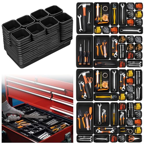 AXNSATRE Caja clasificadora con 26 cajones – Organizador de cajones de taller para piezas pequeñas, tornillos, clavos y herramientas – Sistema de organización apilable para garaje, sótano o taller