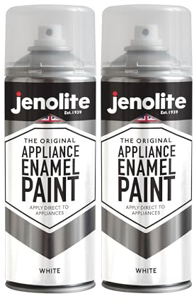 JENOLITE Appliance Enamel Paint White 2 x 400ml Restore & Refresh | Refresh & Restore White Goods - Touch Up Paint for Fridges, Freezers, Washing Machines & Radiators, Scuff Resistant Enamel