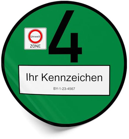 Offizielle Euro 4 Umweltplakette zugelassen für Umweltzonen in Deutschland legal bundesweit gültige Feinstaubplakette Grün individuell wetterfest UV-Beständig