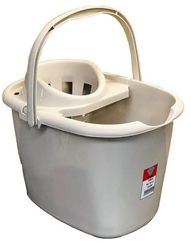 Heavy-Duty Mop Bucket with Wringer – Durable Cleaning Bucket for Home & Commercial Use Sizes (Taupe)
