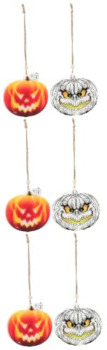Zerodeko 3 Sätze Kürbiskopf-hängelampe Dekorationen Halloween-schlauchboote Kürbisse Tür Laterne Außendekoration Im Freien Deckel Maske Beleuchtet Zwerge Lichter Holzperlen 2 Stück * 3