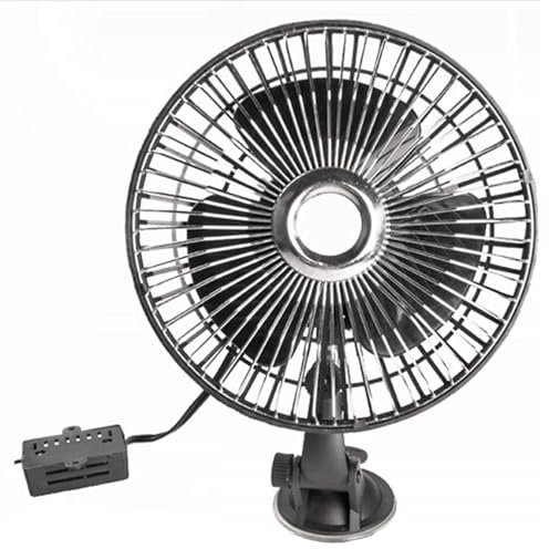 Suction Cup Fan Portable Car Fan 6 Inch Electric Fans Plastic and Metal Vehicle Fan 360 Degree Rotation Vehicle Cooling Fan for Summner (24v)