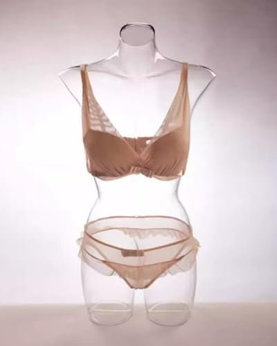 ENHEN Mannequin Transparente Damen Schaufensterpuppe Halb-Torso – Klarer Kunststoff-Büste für Kleidung, Unterwäsche, Bademode – Leichte Figur für Geschäft, Fotoshooting, Messe(Small Size)