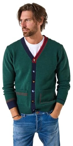 Joe Browns Herren Customized Statement Knit Cardigan, Regular, Green, US XXL