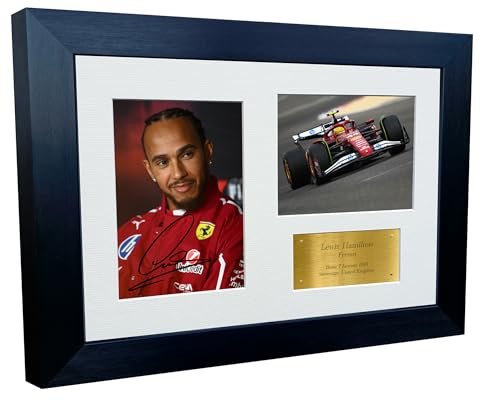 Kitbags & Lockers 30,5 x 20,3 cm A4 2025 Lewis Hamilton Ferrari signierter Fotorahmen Racing Formel 1 F1 Poster Geschenk Triple G