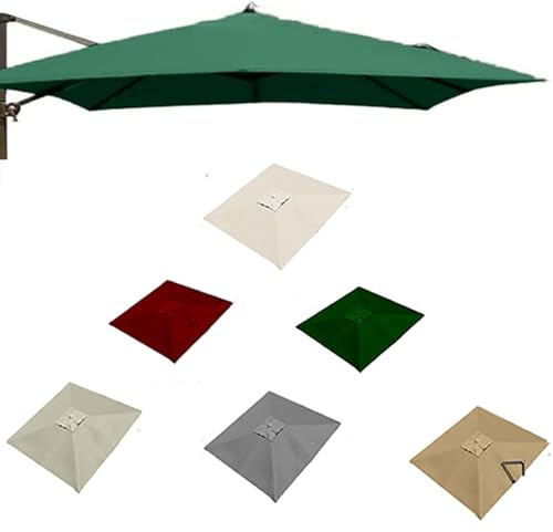 ZYXQQJ 4x3M Rectangulaire Auvent De Rechange pour Parasol Déporté 8 Baleines Toile De Rechange pour Parasol De Terrasse, Vert/Kaki/Bordeaux/Beige(Green,4x3m/13x9.8ft)