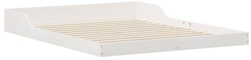 vidaXL Bettgestell Weiß 140 x 200 cm Massivholz Kiefer, Stylisches Schlafzimmer, rechteckiges Bettgestell aus Kiefer, minimalistisches Design, individuell anpassbar