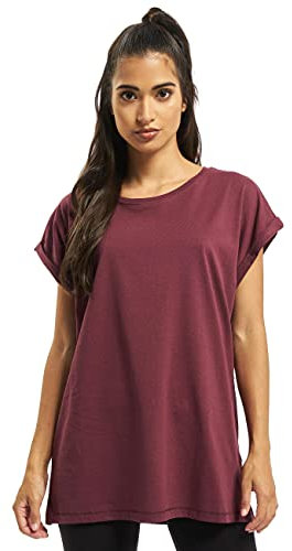 Urban Classics Damen Kurzarm T-Shirt Ladies Extended Shoulder Tee, Cherry M