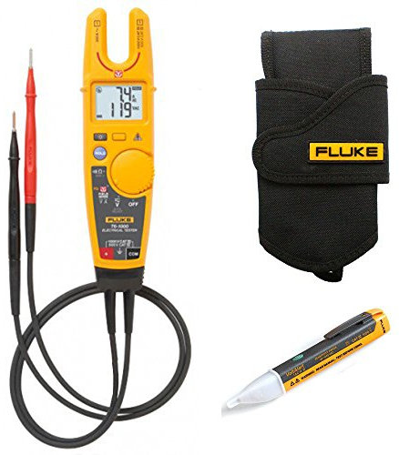 Fluke Ergonomic T6-1000 Open Fork Tester with True-RMS and FieldSense Technology Kit4F Fluke H5 - Rugged, Fabric Holster, with Belt Loop & Storage Space for Test Leads & 1AC Voltage Indicator Kit