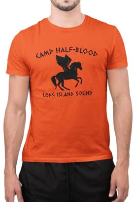 Graphic Impact Inspired by Camp Half Blood Book Lover Nerd Novelty Amazing T Shirt (Orange, Large)