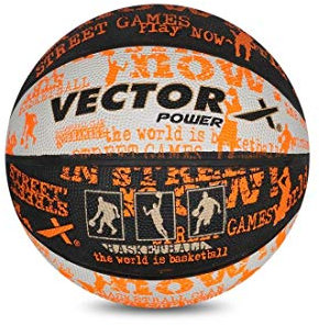 Vector X Power Basketball (Black/White/Orange, Size: 7) | Material: Rubber | Water-Resistant Rubber | Indoor-Outdoor Training | for Beginner Player | Free Air Needler