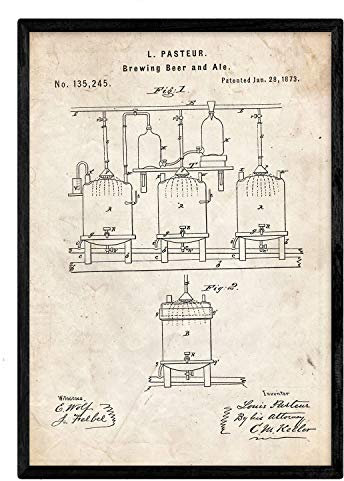 Nacnic Bierbrauer Patent Poster. Poster mit Erfindungen und alten Werkzeugen.