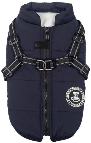 Poseca Dog Coat with Harness,Dog Coats Waterproof,Small Dog Harness Jacket,Puppy Winter Fleece Jackets,Winter Waterproof Coat with Reflective Harness and Zipper for Small Medium Large Dogs