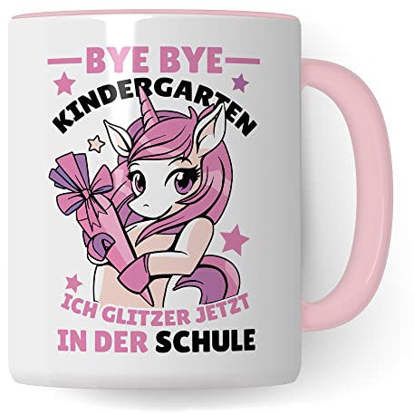 Tasse Schulkind, Einschulung Mädchen Geschenk, Schulbeginn Schulanfang Mädchen Becher, 1. Schultag Deko Teetasse Schultüte Inhalt Einschulungsgeschenk Einhorn