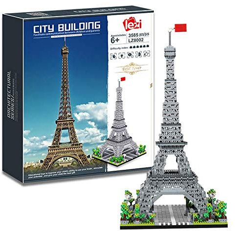 BlueBrixx LZ8002 Marke Lezi – Eiffelturm aus Klemmbausteinen mit 3585 Bauelementen. Kompatibel mit Anderen Diamond Blocks-Klemmbausteinen. Lieferung in Originalverpackung.