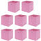 BonChoice Foldable Storage Cubes Boxes Pack of 8 for Home Organization, Eyelet Non-Woven Fabric Wardrobe Cabinet Chest Bin Organizer Basket for Clothes Bedding Toys Towels, Collapsible & Durable Pink