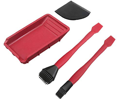 Deanyi Holzbearbeitungs Leimpinsel Washfree Tool Kit Soft-silikon-bürste Flachschaber Kleber Tray Holz Gluing Bürstwerkzeuge 4pc / Set