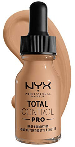 NYX Professional Makeup Total Control Pro Drop Foundation, Flüssiges Make up, Individuelle und aufbaubare Deckkraft, Vegane Formel, True-to-Skin Finish, 13 ml, Farbton: Medium Olive