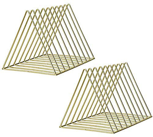 2 pcs Porte-revues en Fer, étagère de Rangement Multifonction Triangulaire pour Bureau, bibliothèques (doré)
