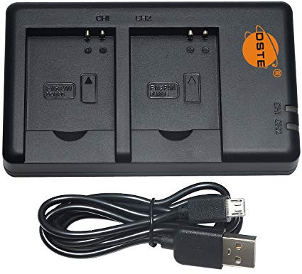 DSTE USB Dual Battery Charger Compatible with Panasonic DMW-BCM13E, DMW-BCM13, DMW-BCM13PP Battery as DMW-BTC11 - Powered by Micro USB to USB-A 2.0 Charging Cable