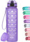 Trinkflasche 1L Sportflasche Auslaufsicher, MEITAGIE BPA-frei Tritan Wasserflasche mit Fruchtfilter & Motivationszeitmarkierung, kohlensäure geeignet, Trinkflasche für Kinder, Fahrrad, Schule, Fitness
