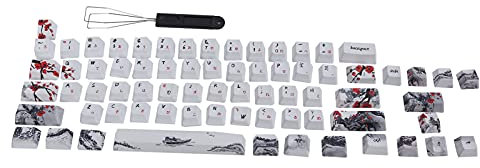VBESTLIFE 71 Tasten PBT-Tastenkappen 5-seitige Sublimations-Tastaturkappen, Kompatibel mit 60% Mechanischen MX-Tastaturen, für RK61-Serie/Gans Alt61-Serie/IKBC-Poker-Serie(Englisch-Japanisch)