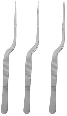 iplusmile 3 Pcs Pinzette Cur Seghettata in Acciaio Inox per Laboratorio e Piantagione