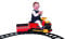 Rollplay Elektro Zug Steam Train mit Anhänger (Kinderfahrzeug zum draufsitzen, Eisenbahn stößt Wasserdampf aus, Dampflok inkl. Schienen-Set Länge 7,3 m, für Kinder) 26311
