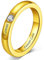 Custom4U Personalisierter Geburtsstein Fingerring Gold für Damen Frauen mit Namegravur Edelstahl 3mm breit Zirkonia Bandring für Partnerring Freundschaftsring Ringgröße 54.4(17.25)