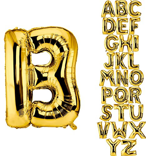 DekoRex Folienballon Gold 82cm Luftballon Geburtstag Hochzeit Deko (Buchstabe B)