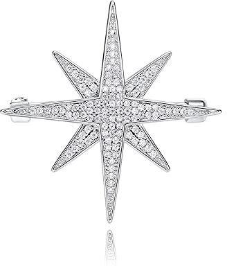 Broche étoile en strass pour femmes, filles, hommes, tendance, délicate en cristal CZ argenté, pour robe, costume, bouquet, bijoux, Noël, hiver, vacances, mariage, décoration de mariage, cadeau