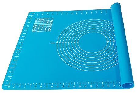 1.5mm Dicke 65x45cm Groß Backmatte Silikon Doppelte Dicke Silikonmatte Baking Mat rutschfeste Antihaftbeschichtete Backunterlage Teigmatte Ausrollmatte für Fondant Gebäck Pizza Matte(Blau)