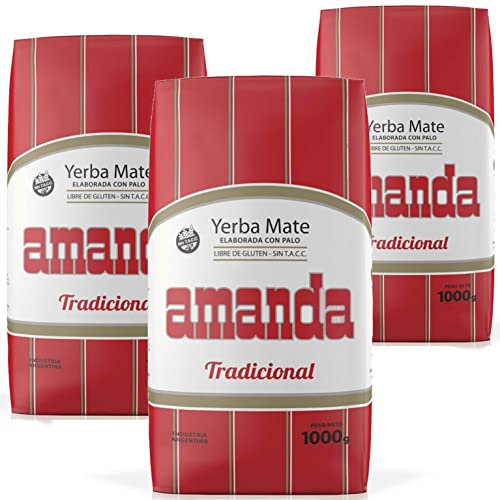 Amanda Yerba Mate Tè Tradicional 3kg + Campione regalo (40g) | La bevanda è ricca di vitamine e antiossidanti, accelera il metabolismo.Non contiene zucchero Argentina
