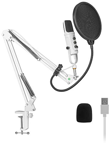 YEYIAN Microphone Condensateur cardioïde USB Agile Pro 24 Bit/192KHZ Plug & Play PC Bras Microphone Métallique Kit de Montage de Choc Enregistrement Jeux, (YSA-UCHQ-02)