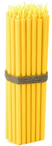 NKlaus - 50x Stabkerzen gelb Rußfrei Tropffrei dünn L 16cm Premium Paraffinwachs 36258