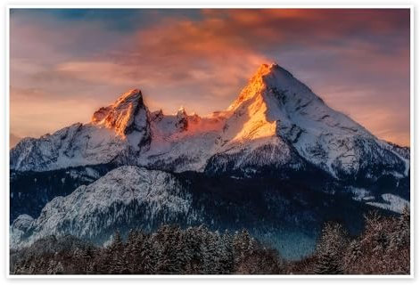Alpenglühen am Watzmann Poster von Dieter Meyrl 130 x 90 cm Landschaften Wanddeko